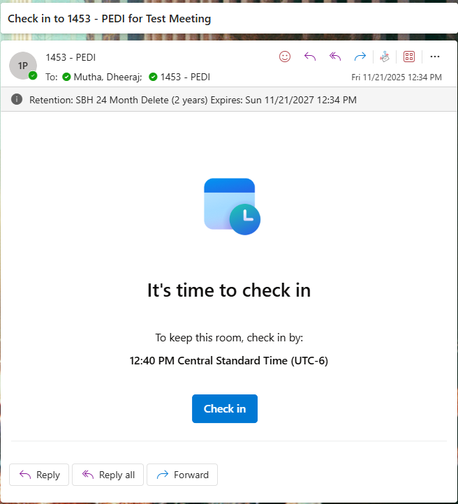 Check-in button