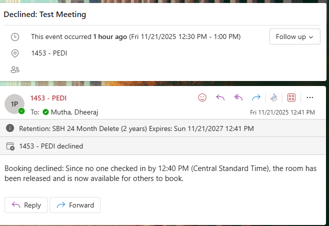 Check-in reminder email